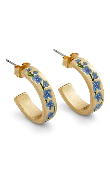 Blue Forget-Me-Not Hoop Earrings