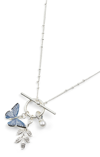 Blue Butterfly Silver Necklace