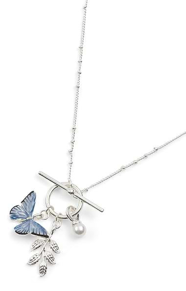 Blue Butterfly Silver Necklace