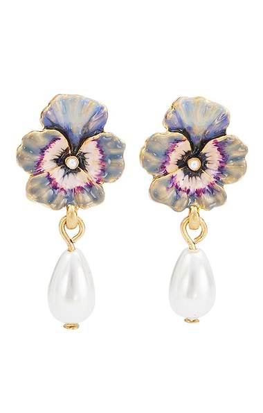 Fable Pansy Pearl Earrings