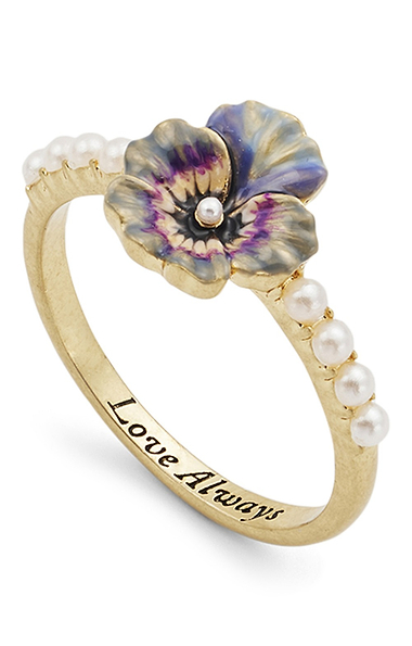 Ladies Fable Pansy Pearl Ring