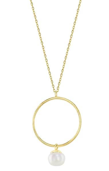 Lido Gold 40cm Ring and Button Pearl Drop Necklace