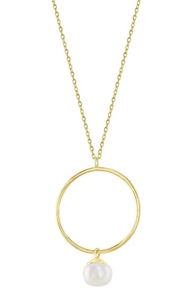 Lido Gold 40cm Ring and Button Pearl Drop Necklace