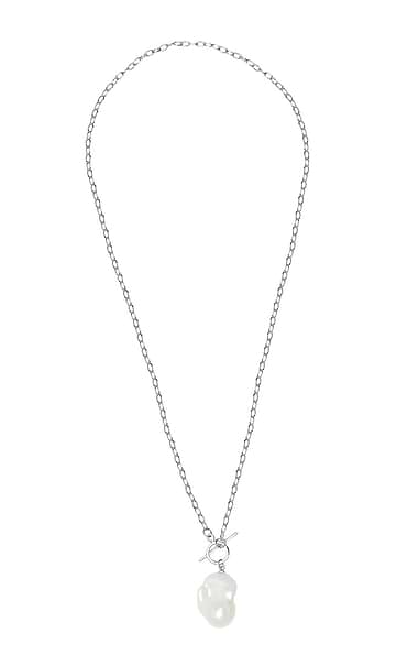 Lido White Baroque Pearl T-Bar Chain Necklace