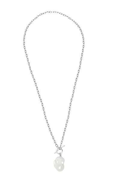Lido White Baroque Pearl T-Bar Chain Necklace