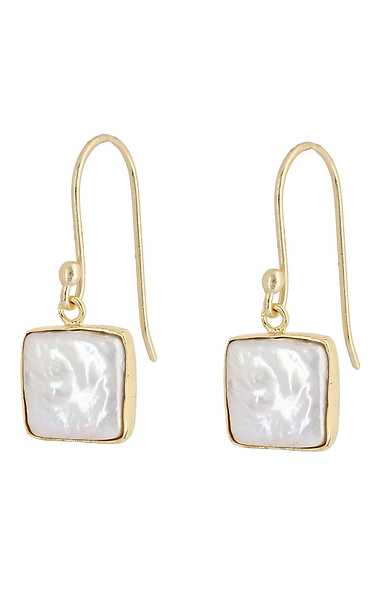 Ladies Pearl Set Square Shape Hook Earring