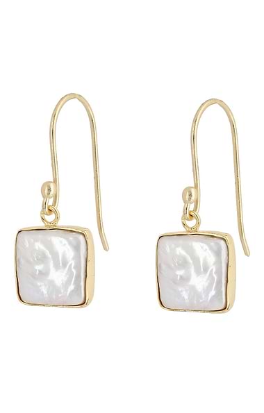 Ladies Pearl Set Square Shape Hook Earring