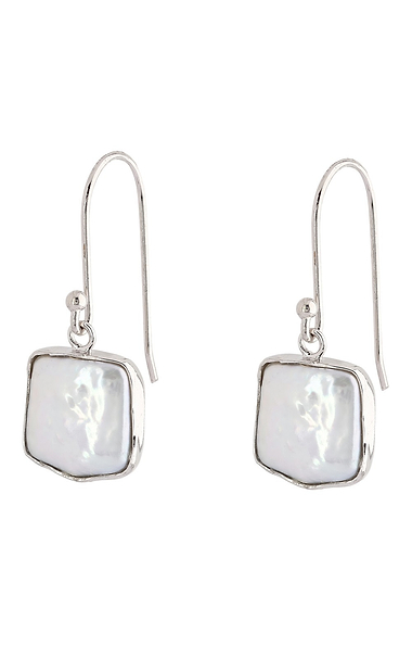 Ladies Pearl Set Square Shape Hook Earring