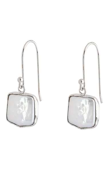 Ladies Pearl Set Square Shape Hook Earring