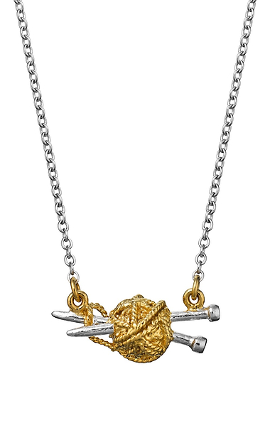 Ladies Alex Monroe Knitting Needles and Wool Necklace