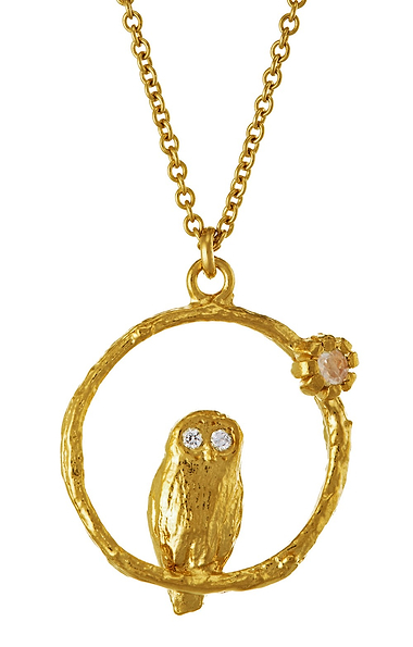 Ladies Alex Monroe Owl Necklace