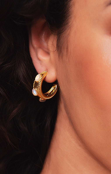 Ashiana London Daphne Labradorite Hoop Earrings