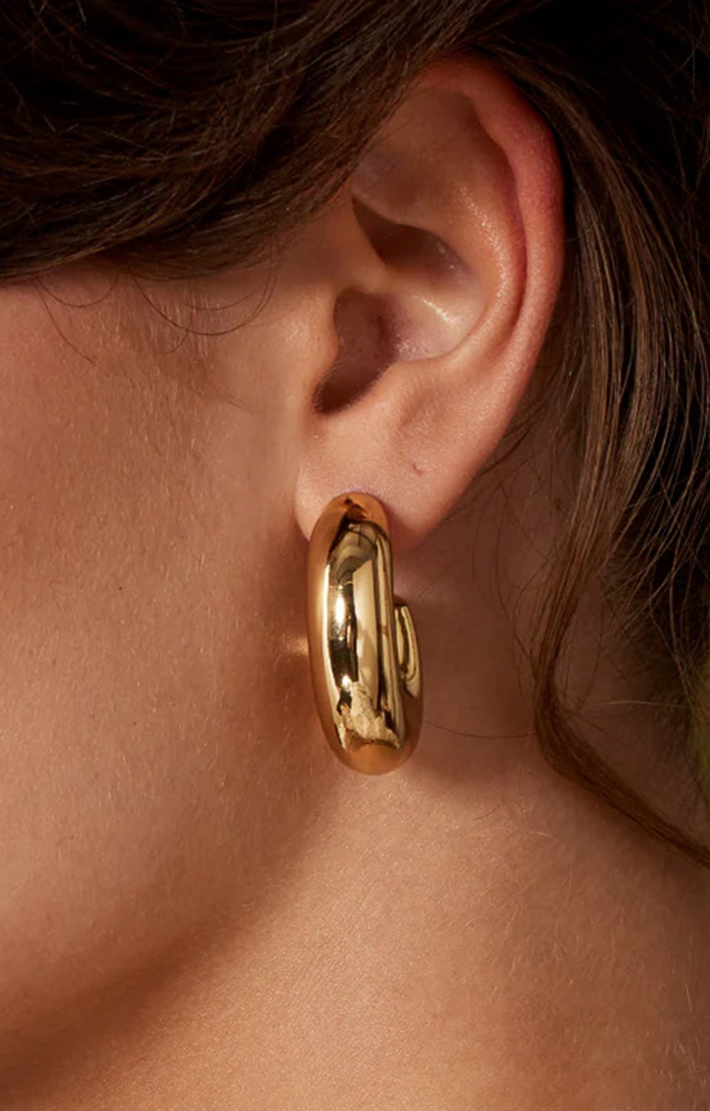 Ashiana London Gold Plated Casey Hollow Hoop Earrings