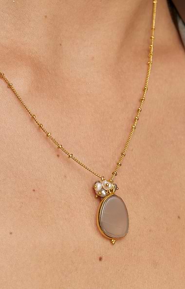 Ashiana London Gold Plated Willow Gemstone Necklace