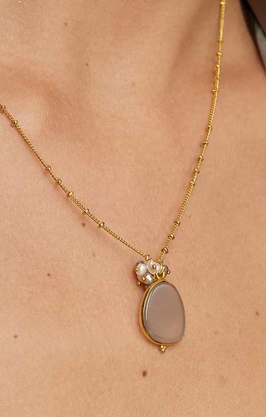 Ashiana London Gold Plated Willow Gemstone Necklace