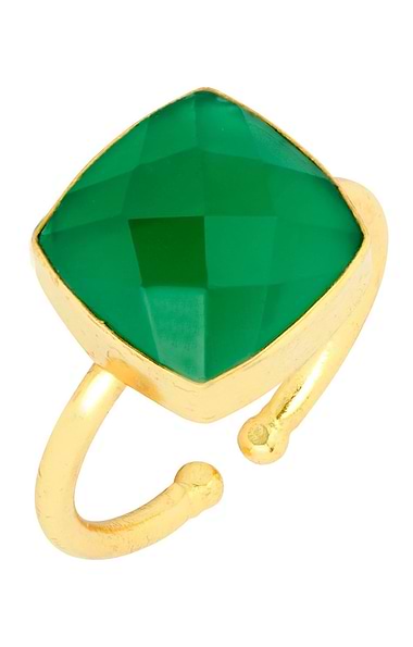 Ladies Ashiana London Gold Plated Darcy Cushion Shape Gemstone Ring