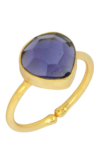 Ladies Ashiana London Gold Plated Lily Adjustable Pear Cut Gemstone Ring