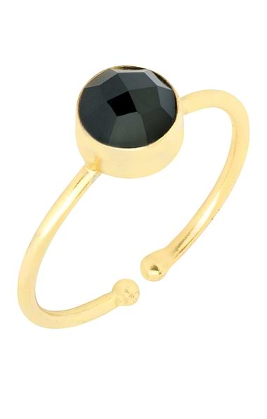 Ladies Ashiana London Gold Plated Dotty Round Gemstone Adjustable Ring