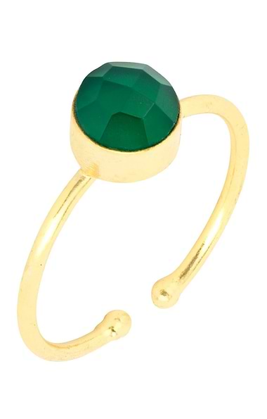 Ladies Ashiana London Gold Plated Dotty Round Gemstone Adjustable Ring