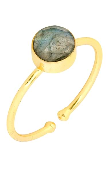 Ladies Ashiana London Gold Plated Dotty Round Gemstone Adjustable Ring