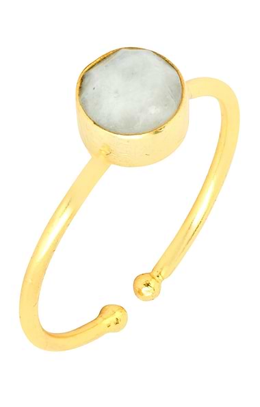 Ladies Ashiana London Gold Plated Dotty Round Gemstone Adjustable Ring