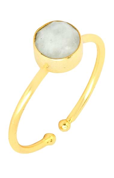 Ladies Ashiana London Gold Plated Dotty Round Gemstone Adjustable Ring
