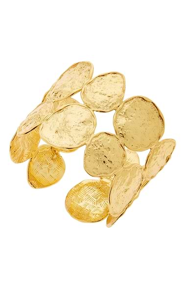 Ashiana London Gold Plated Odyssey Coin Design Cuff Bangle