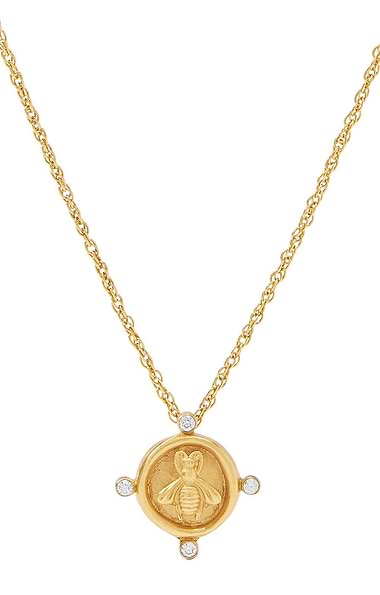 Julie Vos Bee Cameo Solitaire Necklace