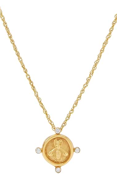 Julie Vos Bee Cameo Solitaire Necklace