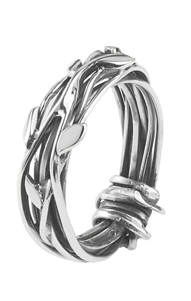 Ladies Entwined Silver Ring with Leaves