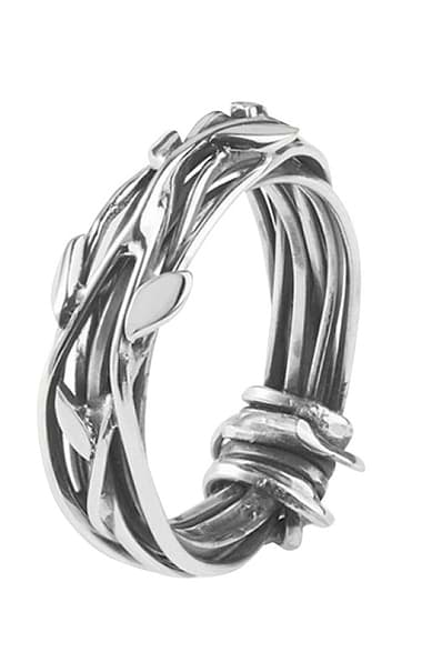 Ladies Entwined Silver Ring with Leaves