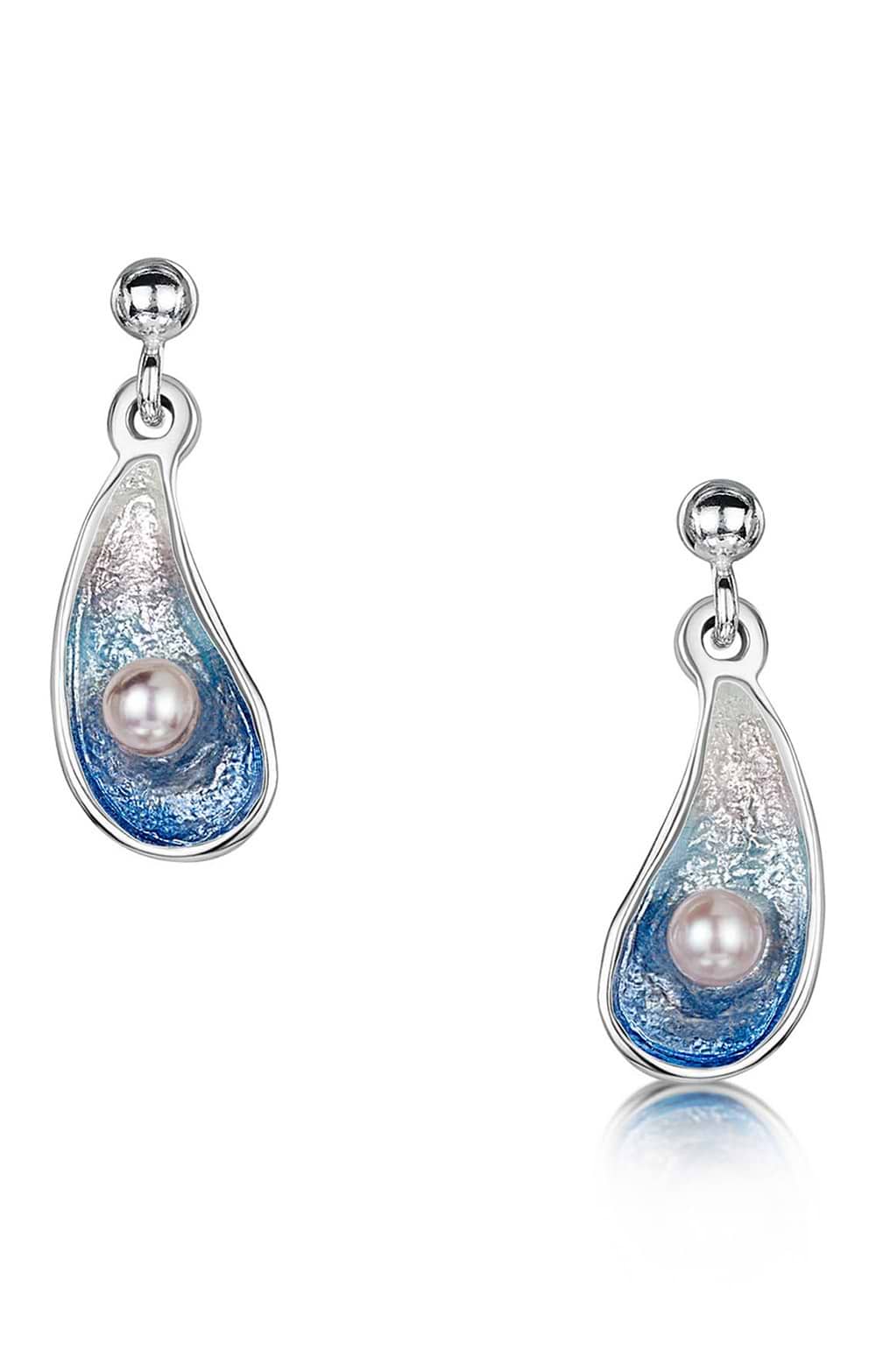 Sheila Fleet Small Mussel Drop Earrings with Peach Pearls in