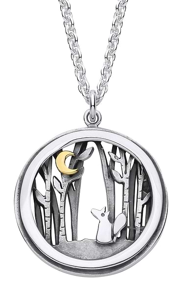 Linda Macdonald Fox and Moon Woodland Necklace