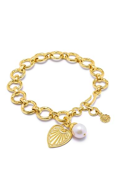 Azuni Palm Leaf and Pearl Bracelet