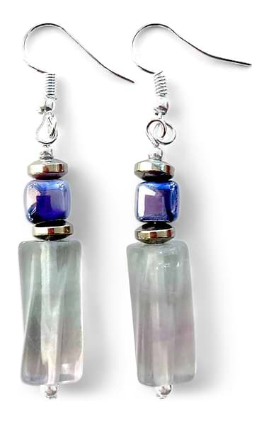 Fluorite and Hematite Drop Earrings