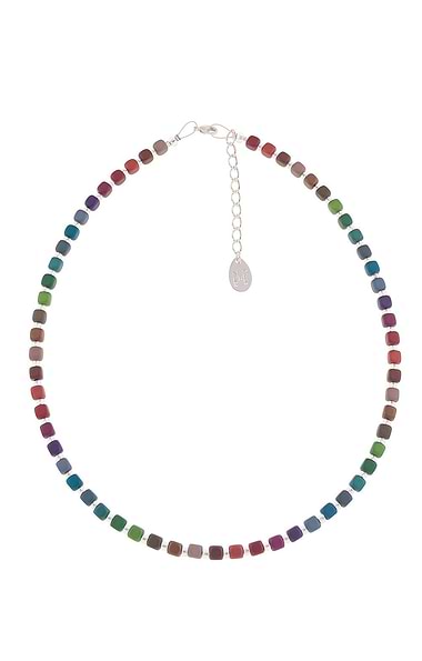 Rainbow Satin Cubes Full Necklace
