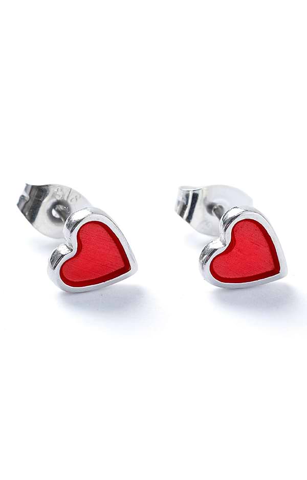 Carrie Elspeth Heart Enamel Stud Earrings