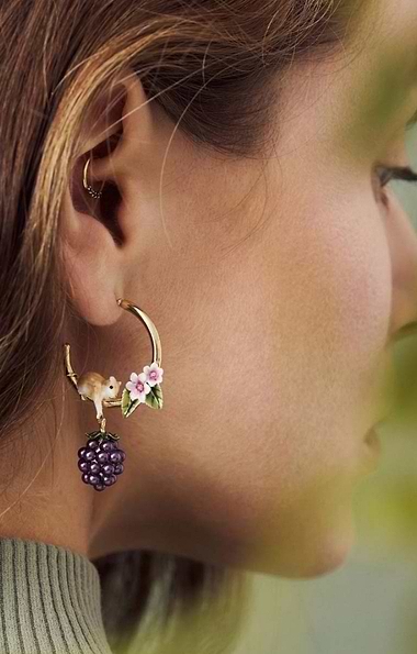 Blackberry Mouse Hoop Earrings