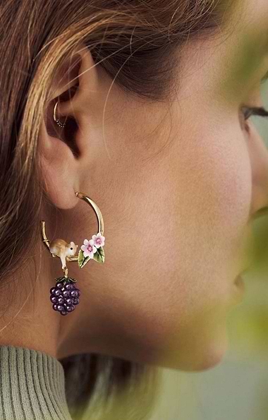 Blackberry Mouse Hoop Earrings