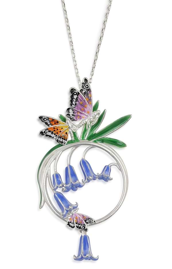 Bill Skinner Bluebell & Butterfly Short Necklace
