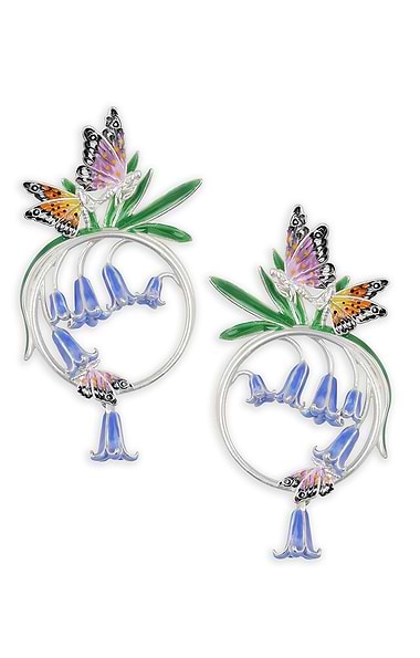 Bill Skinner Bluebell & Butterfly Hoop Earrings
