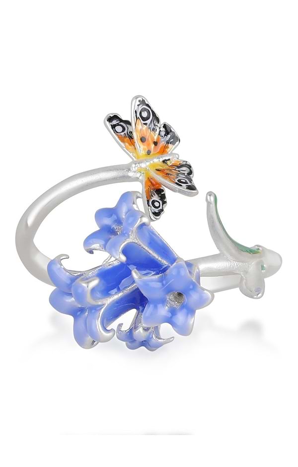 Ladies Bill Skinner Bluebell and Butterfly Ring