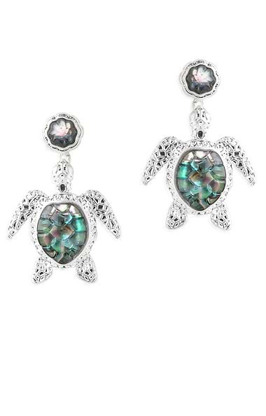 Bill Skinner Silver Turtle Drop Earrings