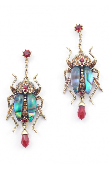 Bill Skinner Bejewelled Beetle Earrings