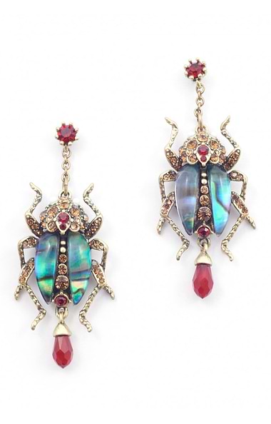 Bill Skinner Bejewelled Beetle Earrings