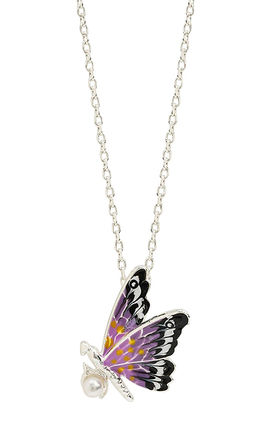 Bill Skinner Butterfly & Pearl Pendant Necklace
