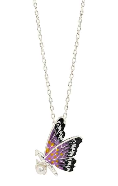 Bill Skinner Butterfly & Pearl Pendant Necklace