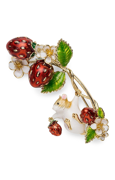 Strawberry & Mouse Brooch