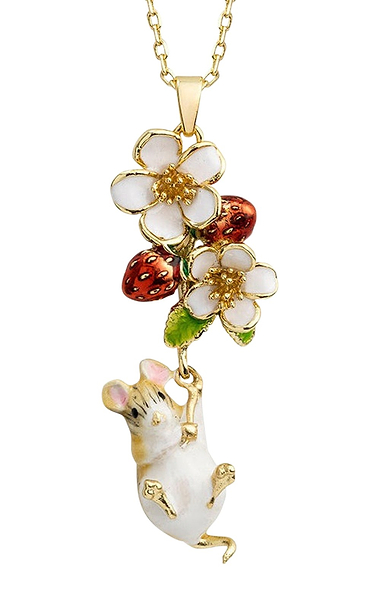 Strawberry Mouse Pendant Necklace