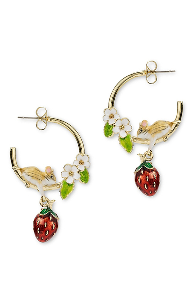 Strawberry Mouse Hoop Earrings